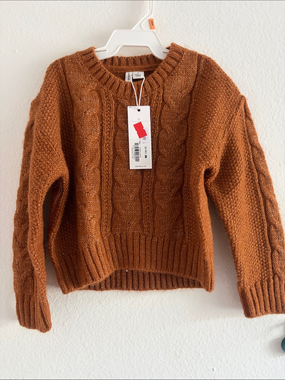 Janie and Jack Cable Knit Scoop Neck Sweater - Rust size 2T girls
